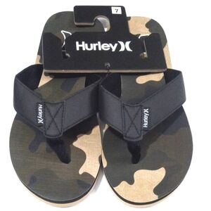 HURLEY MEN'S GREEN CAMO FLIP FLOPS SANDALS SIZE 7 NWT